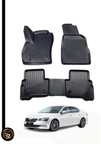 Black Gold Skoda Super B 2015+ 3D Havuzlu Paspas Kauçuk Deluxe