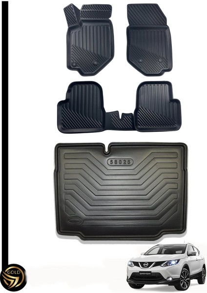 Nissan Qashqai 2014-2020 3D Havuzlu Oto Paspas + Bagaj Havuzu Lila Ikili Set