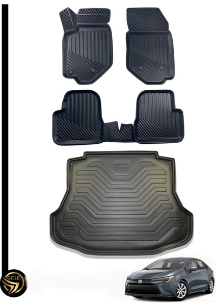 Toyota Corolla 2019-2024 Sedan 3D Havuzlu Oto Paspas + Bagaj Havuzu Lila Ikili Set