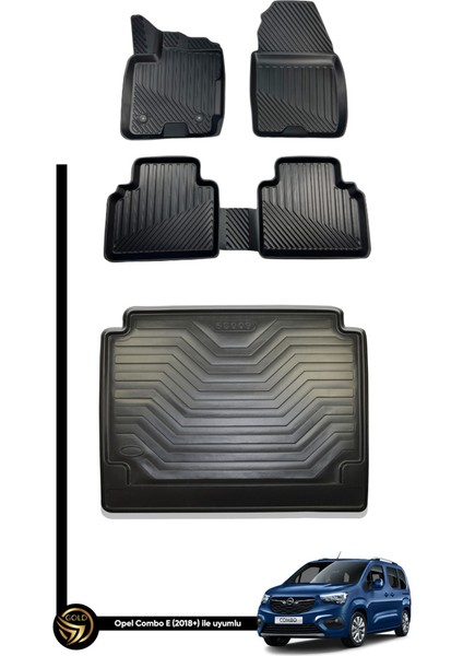 Opel Combo E 2019-2024 3D Havuzlu Oto Paspas + Bagaj Havuzu Lila Ikili Set