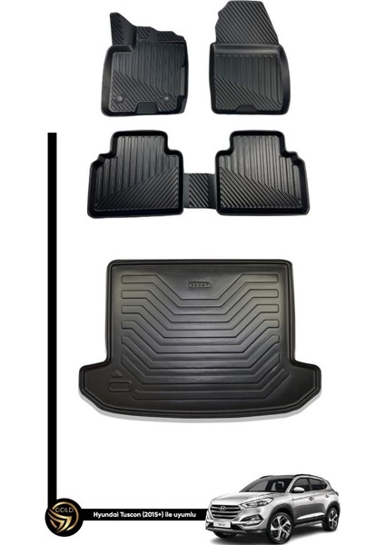 Hyundai Tucson 2015-2020 3D Havuzlu Oto Paspas + Bagaj Havuzu Lila Ikili Set