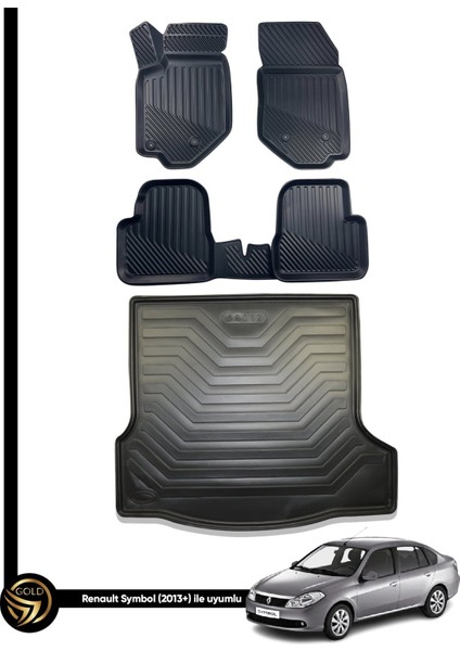 Renault Symbol 3D Havuzlu Oto Paspas 2013 Sonrası + Bagaj Havuzu Lila Ikili Set