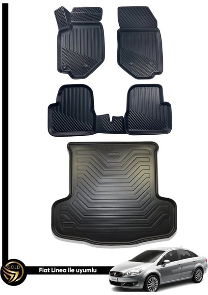 Fiat Linea 3D Havuzlu Oto Paspas + Bagaj Havuzu Lila Ikili Set