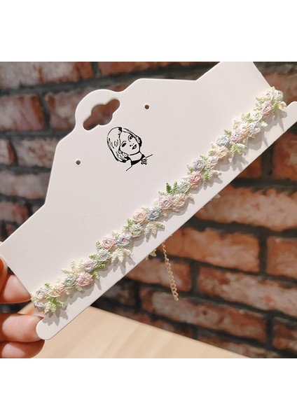 XL-1199 Süper Peri Moda Dantel Çiçek Gerdanlık Oynak Sevimli Kız Klavikula Zinciri Kısa Boyun Zinciri Süs Kadın Kolye Güzel Takı (Yurt Dışından)
