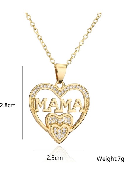 SHXL361-2 2022 Yeni Mama Mektubu Adı Kolye Lüks Aşk Kalp Kübik Zirkonya Gerdanlık Takı Anneye En Iyi Anneler Günü Hediyeleri (Yurt Dışından)