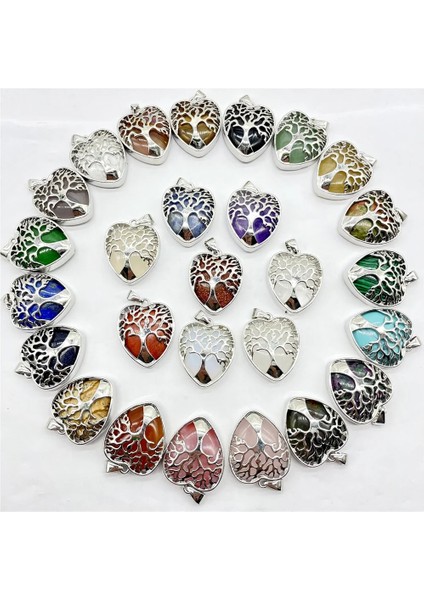 No.6 Doğal Taş Kuvars Kristal Kolye Reiki Şifa Hayat Ağacı Kalp Kolye Dıy Takı Yapımı Için Kolye Aksesuarla (Yurt Dışından)
