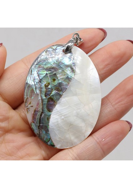 40X65MM Sıcak Satış Doğal Kabuk Takılar Çatlak Abalone Deniz Kabuğu Kolye Dıy Kolye Yapımı Takı Bulguları Hediye Kadın Erkek Için (Yurt Dışından)