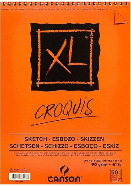 A4-90 G Croquis Xl Üstten Spiralli Eskiz Çizim Defteri 50 Yaprak