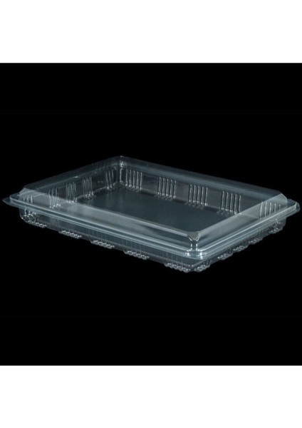 Plastik Sızdırmaz 1000GR Baklava Kabı Şeffaf Güllaç 100'LÜ Kendinden Kapaklı Ekler