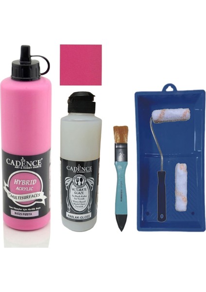 Boya Mobilya Boyası-Cadence Multisurface H-025 Fuşya 500ML Ultimate Vernik Parlak 250ML Sat