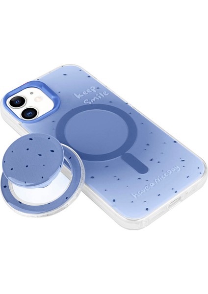 iPhone 11 App Magsafe Şarj Özellikli Tak-Çıkar Pop Soketli App Tiktok Kapak-Mavi