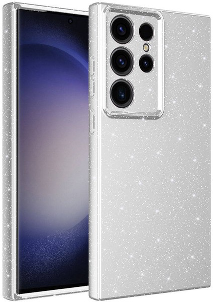 Galaxy S23 Ultra Uyumlu Kamera Korumalı Simli Lüks App Koton Kapak-Gri