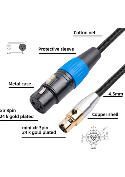3pin Mını Xlr Dişi - Dişi Sinema Ses Kablosu, 3 Metre (Yurt Dışından)