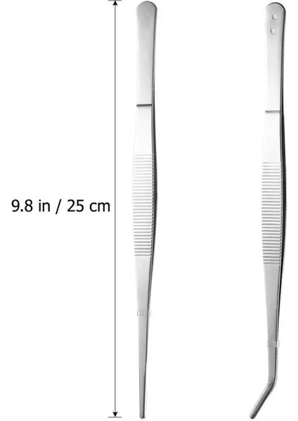 2 Adet Bükülmüş Uçlu Cımbız El Sanatları Için Paslanmaz Çelik Düz ve Kavisli Pense Cımbız Besleme Maşası Sürüngen Kertenkele Örümcek (Yurt Dışından)