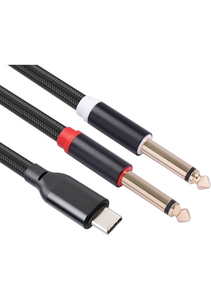 USB C - Çift 6,35MM Stereo Y Ayırıcı Kablo, Trs Ses Kablosu (Yurt Dışından)