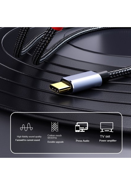 USB C - 2rca Ses Kablosu Adaptörü Tip-C - Çift Rca 1m (Yurt Dışından)