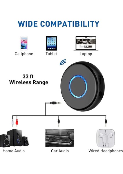 Araba Için Bluetooth Ses Alıcısı, Rca Aux'lu Kablosuz Ses Adaptörü (Yurt Dışından)