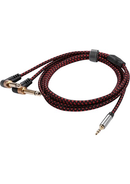 90 Derece 3,5 Mm'den Çift 6,5 mm Adaptör Jakı Ses Kablosu 2 M (Yurt Dışından)