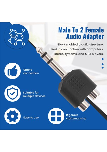 Erkek Stereo 2 Çift Rca Dişi Y Splitter Ses Adaptörü Dönüştürücü (Yurt Dışından)