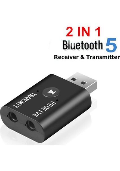 Taşınabilir Bluetooth 5.0 Verici Alıcı 3,5 mm Aux USB Mini 2'si 1 Arada (Yurt Dışından)