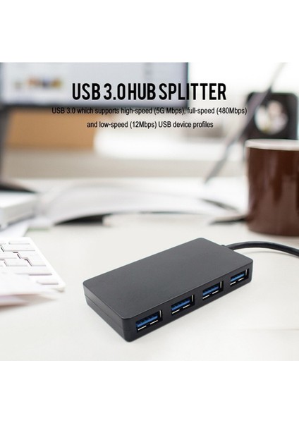 USB 3.0 Hub 4 Bağlantı Noktalı Yüksek Hızlı Ince Kompakt Genişletme Ayırıcı (Yurt Dışından)