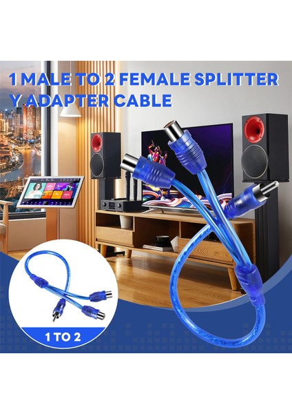 2x Rca Fono Y Ayırıcı Kurşun Adaptör Kablosu 1 Erkek - 2 Kadın 30CM (Yurt Dışından)