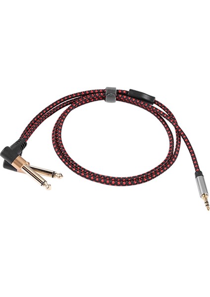 90 Derece 3,5 Mm'den Çift 6,5 mm Adaptör Jakı Ses Kablosu Kablosu (Yurt Dışından)
