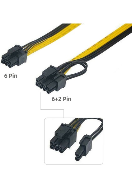 6pin Erkek - 8pin(6+2) Erkek Güç Kablosu Sunucu Güç Dönüşüm Kartı (Yurt Dışından)