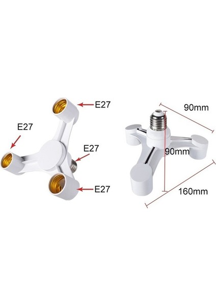 3ın1 E27 - E27 Genişletilmiş LED Lamba Ampuller Soket Ayırıcı Adaptör (Yurt Dışından)