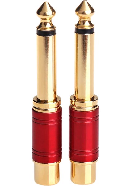 6,35 mm Erkek Mono Ts'den Rca Dişi Ses Dönüştürme Fişine (Kırmızı 2 Paket) (Yurt Dışından)