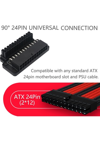 Masaüstü Bilgisayar Için Atx 24-Pin Dişi - 24 Pin Erkek 90 Derece Adaptör (Yurt Dışından)