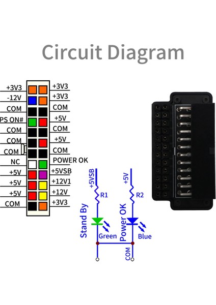 Masaüstü Bilgisayar Için Atx 24-Pin Dişi - 24 Pin Erkek 90 Derece Adaptör (Yurt Dışından)