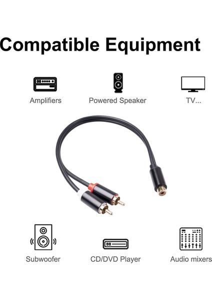 Rca Kablosu 2 Rca Erkek - 1 Rca Dişi Adaptör Ses Kablosu Aux Kablosu (Yurt Dışından)