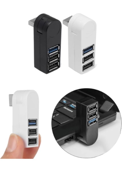 Döndürülebilir USB 3 Bağlantı Noktalı Dizüstü Bilgisayar USB Ayırıcı USB Genişletici (Siyah) (Yurt Dışından) fiyatları