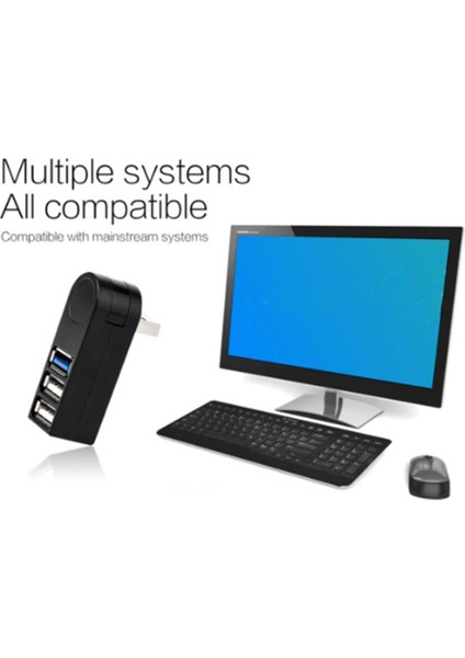 Döndürülebilir USB 3 Bağlantı Noktalı Dizüstü Bilgisayar USB Ayırıcı USB Genişletici (Siyah) (Yurt Dışından) indirimleri