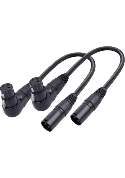 2 Adet 3 Pin Xlr Sağ Açı Erkek - Dişi Fiş Mikrofon Ses Kablosu (Yurt Dışından)