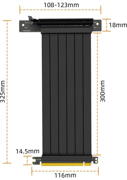 Pcıe 3.0 16X Sağ Açılı Grafik Uzatma Kablosu, Oyun Yükseltici Kablo (Yurt Dışından)