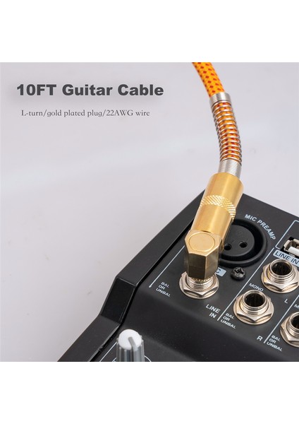 Gitar Enstrüman Kablosu 10FT Enstrüman Bas Amp Kablosu 1/4 Inç 6.35MM (Yurt Dışından)
