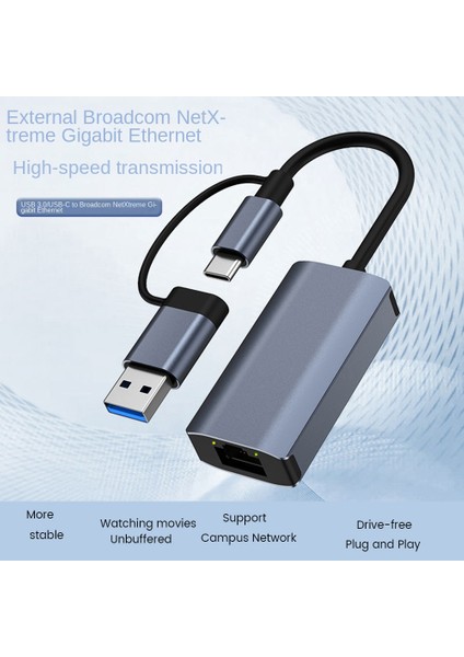 USB 3.0 Gigabit Ethernet Adaptörü USB C RJ45 Ağ Kartı (Yurt Dışından)