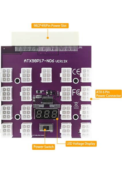 Atx 17X6PIN Güç Kaynağı Kesme Kartı Adaptörü Dönüştürücü 12V (Yurt Dışından)