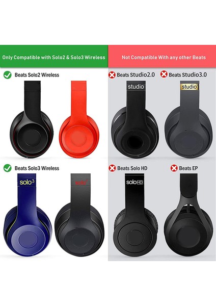 Beats Solo 2.0/3.0 Kulaklıklar Için 2 Parça Köpük Kulaklık Yastığı Minder Kılıfı (Yurt Dışından)