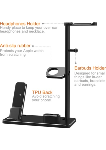 USB Şarjlı Kulaklık Standı, Oyun Için, Dj, Kablosuz (Siyah) (Yurt Dışından)