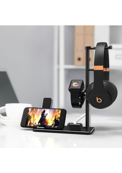 USB Şarjlı Kulaklık Standı, Oyun Için, Dj, Kablosuz (Siyah) (Yurt Dışından)