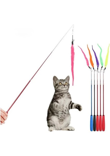 C2 Tarzı Yeni Geri Çekilebilir 3 Bölümlü Teleskopik Çubuk Teaser Kedi Değnek Olta Kamışı Oyuncak Kedi Malzemeleri Pet Komik Kedi Interaktif Sopa Oyuncak (Yurt Dışından) modelleri