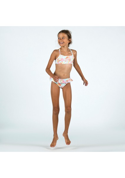 Nabaiji Çocuk Yuvarlak Yaka Bikini Üstü - Beyaz - Desenli - LILA PANTAI