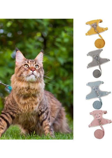 Gri Tarzı S Beden Yelek Çekiş Halatı Ayarlanabilir Köpek Yürüyüş Evrensel Karikatür Ayı Köpek Yavru Kedi Koşum ve Tasma Seti Evcil Hayvan Malzemeleri (Yurt Dışından)