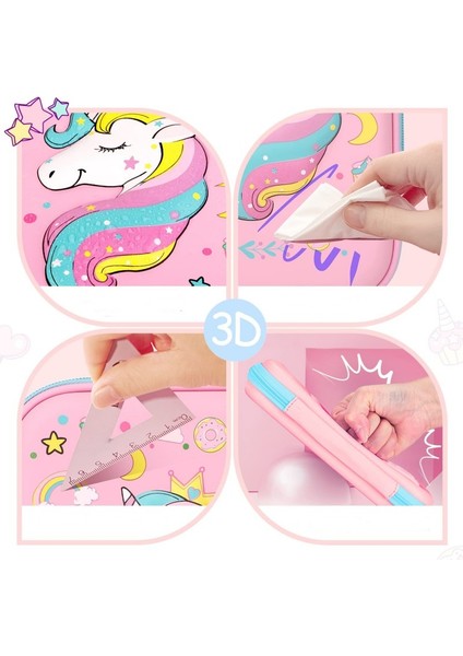 3D Unicorn Kalem Kutusu Çok Fonksiyonlu Yazı Aracı Saklama Kutusu (Yurt Dışından)