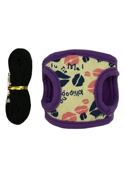 No.6 Stili M Boyutu Yeni Pet Tavşan Hamster Koşum Yelek Tasma Yıldız Dudak Baskı Kelebek Denim Ayarlanabilir Çekiş Göğüs Kemeri Küçük Gelincikler Sıçanlar (Yurt Dışından)