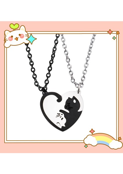 Paslanmaz Çelik Yin ve Yang Kedi Kişilik Çift Anahtarlık (Yurt Dışından)