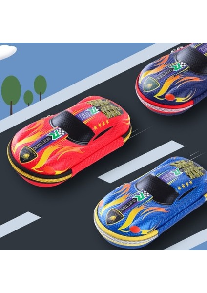 Pu Deri 3D Karikatür Yarış Çocuk Kalem Kutusu Yazma Enstrüman Saklama Kutusu (Yurt Dışından)